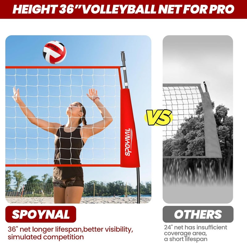 SPOYNAL 12FT/20FT Portable Volleyball Net Volleyball Net for Backyard Freestanding Volleyball Practice Net Outdoor Indoor Volleyball Training Set with Adjustable Height Carry Bag and Volleyball - Image 4